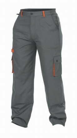 DESMAN - montérkové kalhoty do pasu, šedo-oranžové